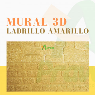 PAPEL MURAL 3D LADRILLO AMARILLO